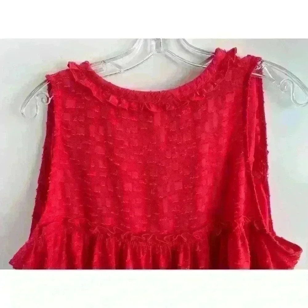 Iro Sz 40/US 8 Ragnhild Top Sleeveless Textured Boxy Red Summer Flowing Fun Cute - Picture 9 of 13
